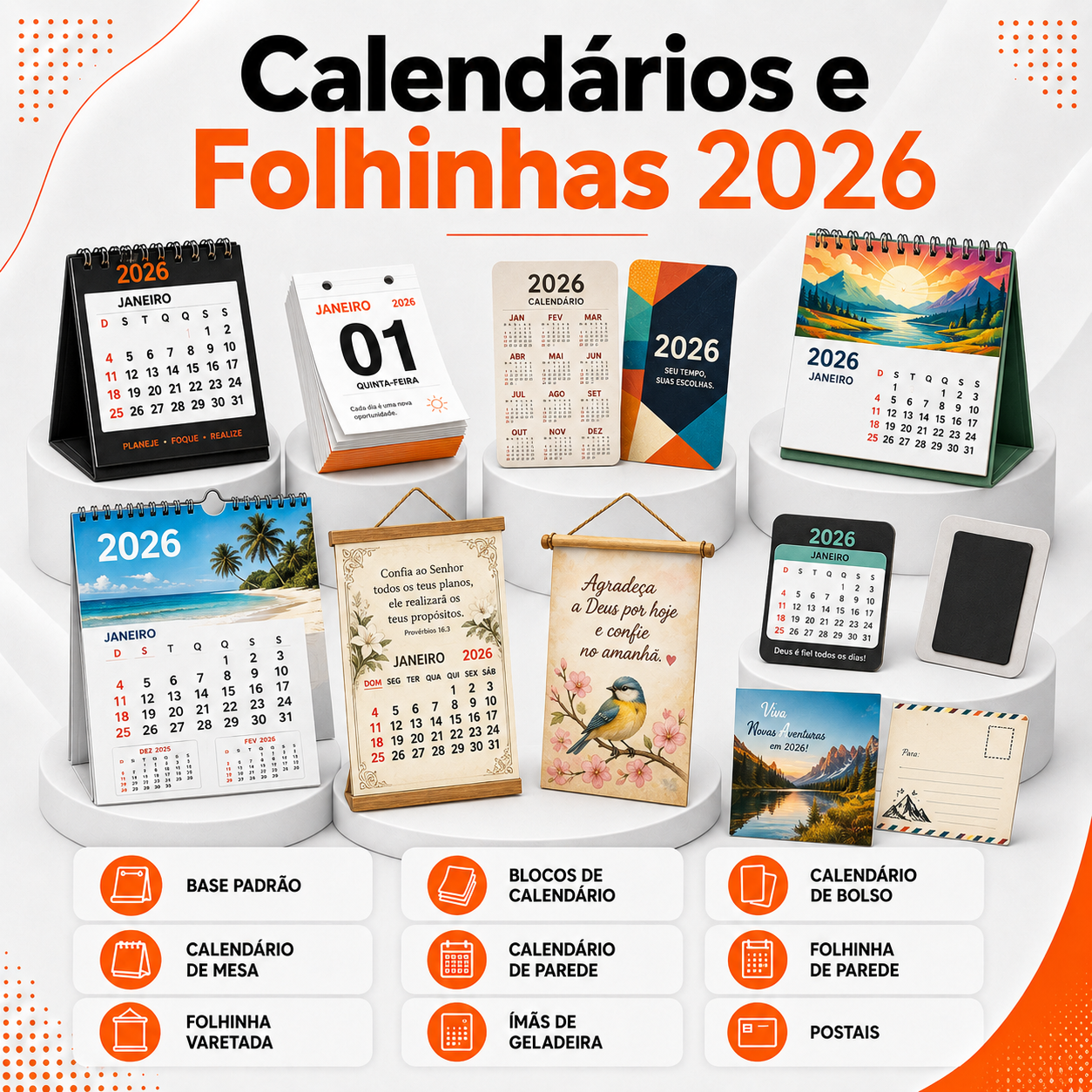Calendários e Folhinhas 2026