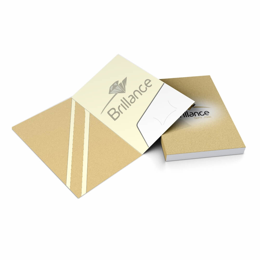 Pastas Couchê 300g Bolsa Colada Com Impressão Laminação Fosca E Hotstamping Frente