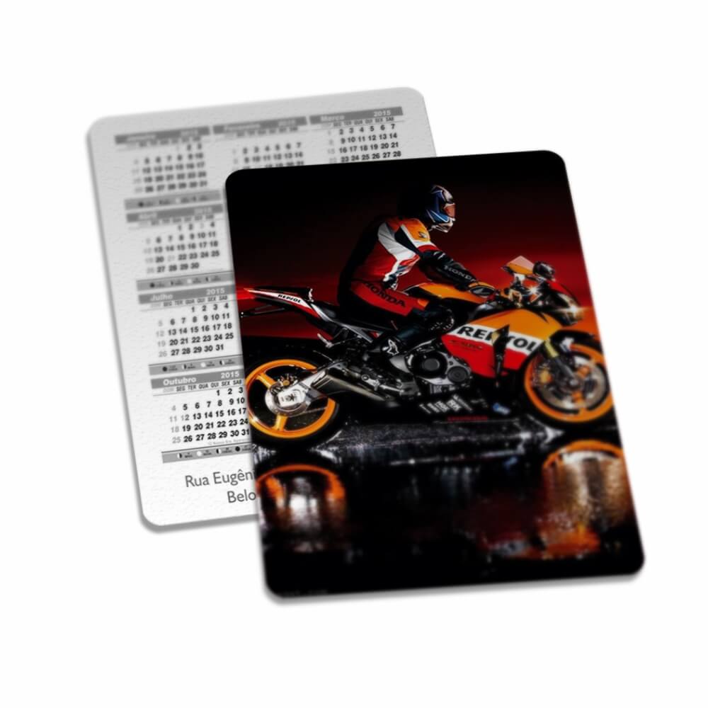 Calendário De Bolso Couchê 300g Verniz Uv Total Frente