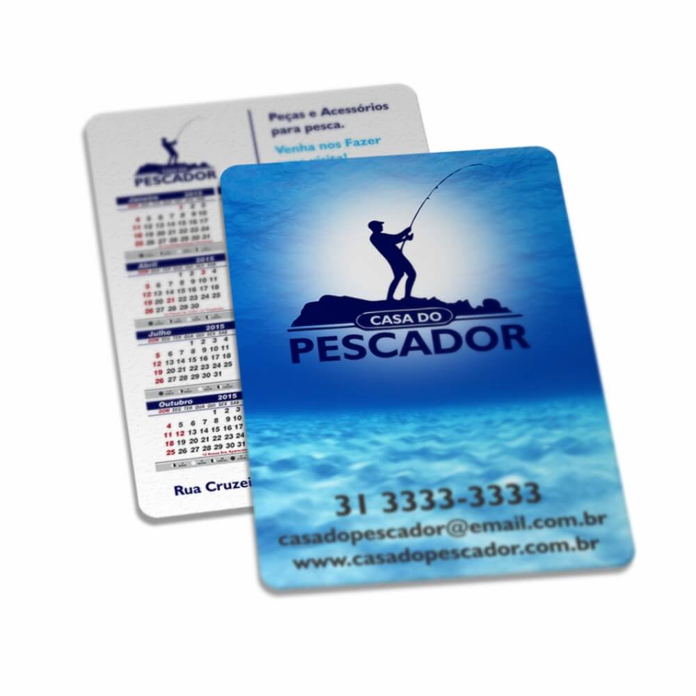 Calendário De Bolso Couchê 300g Verniz Uv Total Frente