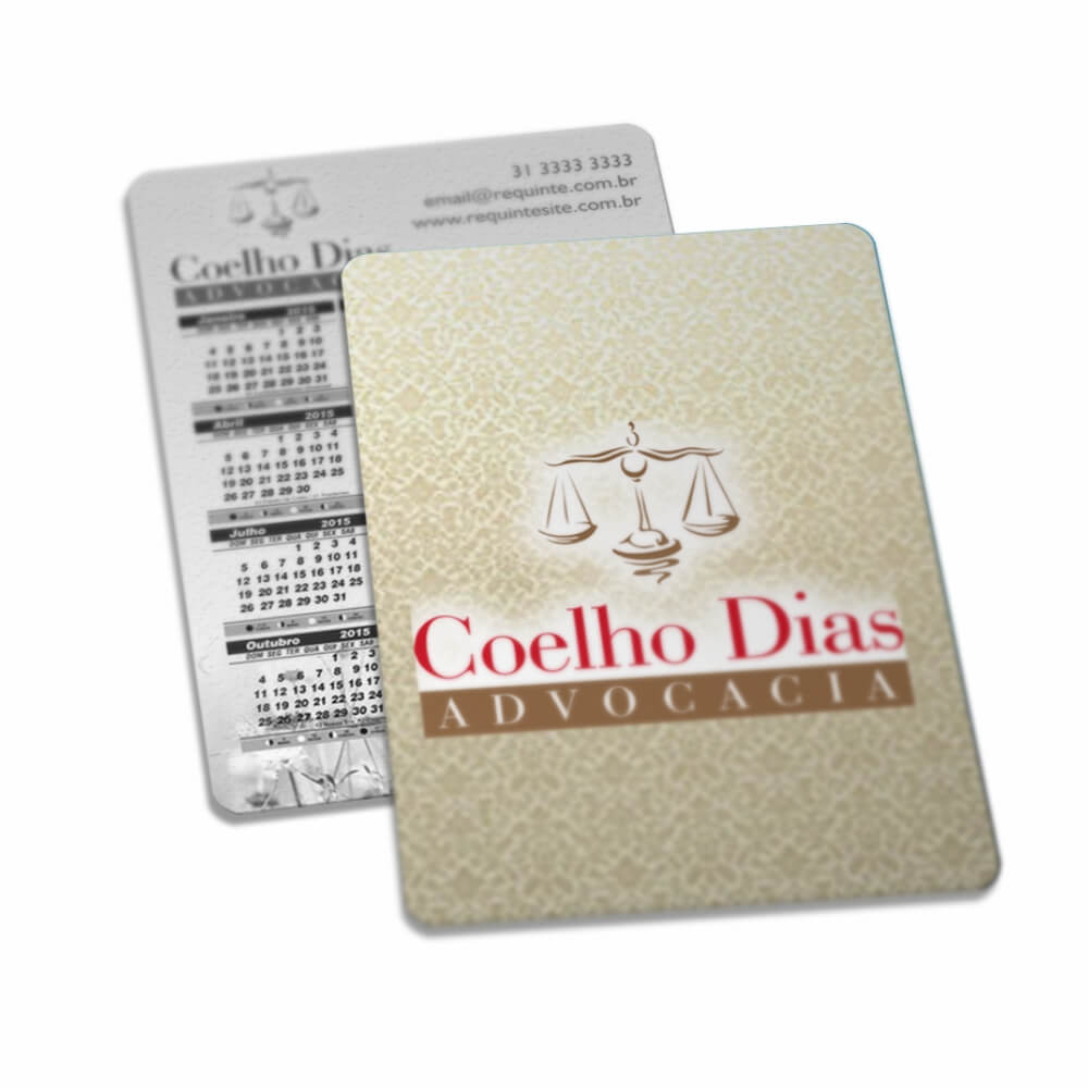 Calendário De Bolso Couchê 300g Verniz Uv Total Frente