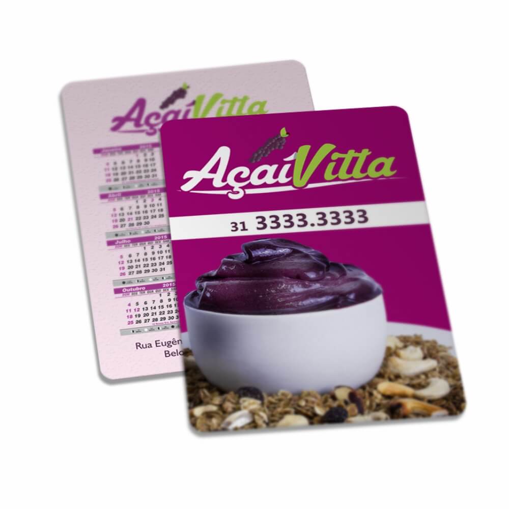 Calendário De Bolso Couchê 300g Verniz Uv Total Frente