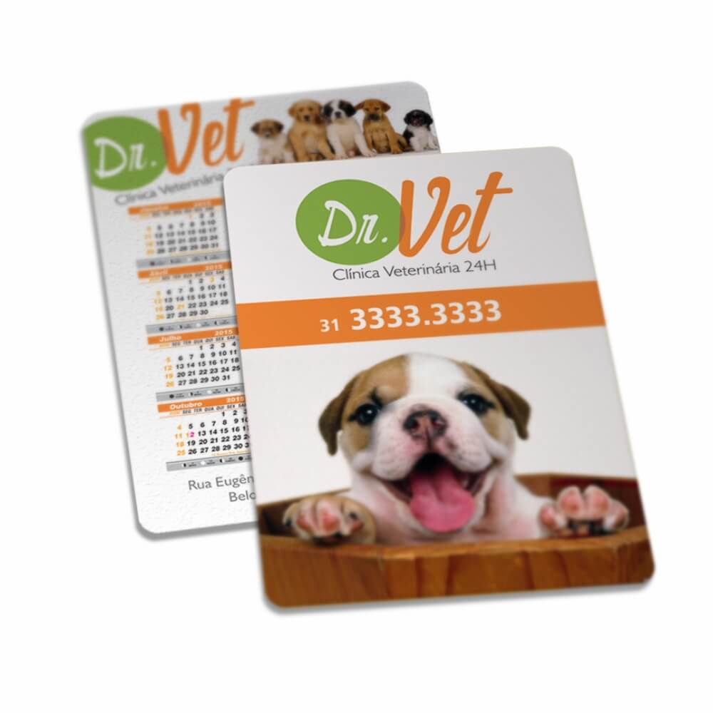 Calendário De Bolso Couchê 300g Verniz Uv Total Frente