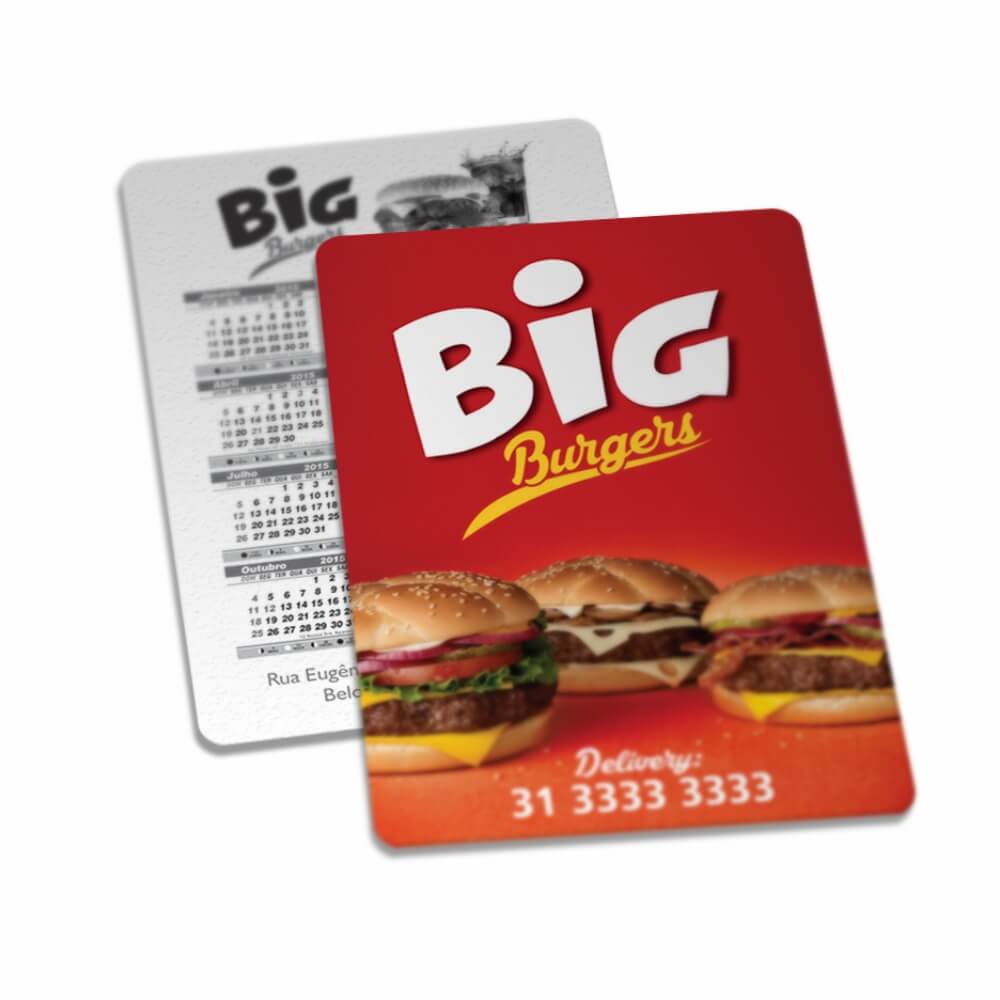 Calendário De Bolso Couchê 300g Verniz Uv Total Frente