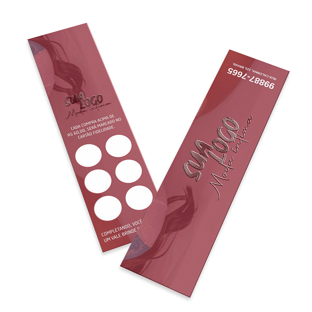 Mini Cartão Couchê 300g Verniz Localizado e Laminação Fosca Frente E Verso (91X26MM)