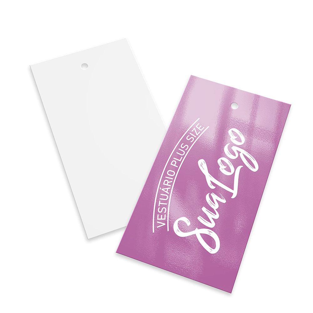 Tags Padrão Furo Couchê 300g Verniz Uv Verniz Uv Total Frente (91x51mm)