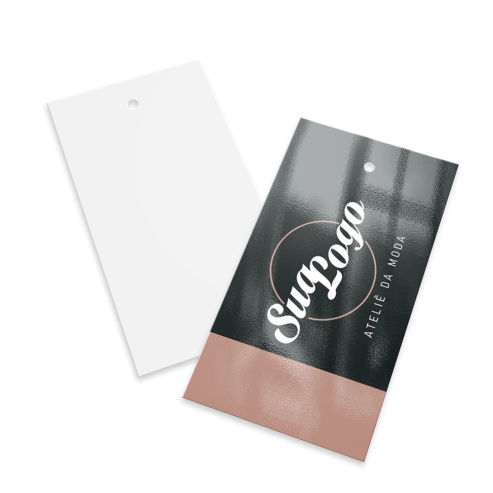 Tags Padrão Furo Couchê 300g Verniz Uv Verniz Uv Total Frente (91x51mm)