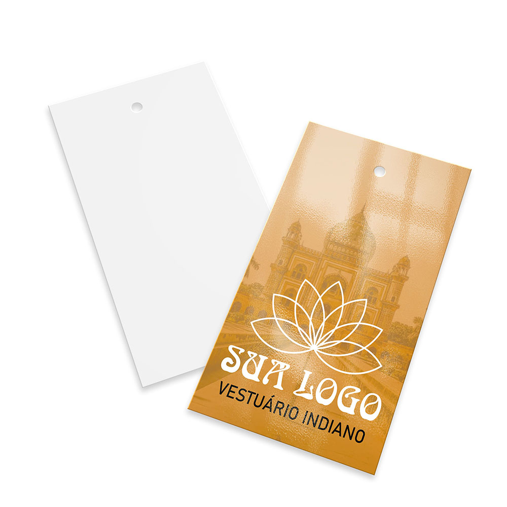 Tags Padrão Furo Couchê 300g Verniz Uv Verniz Uv Total Frente (91x51mm)