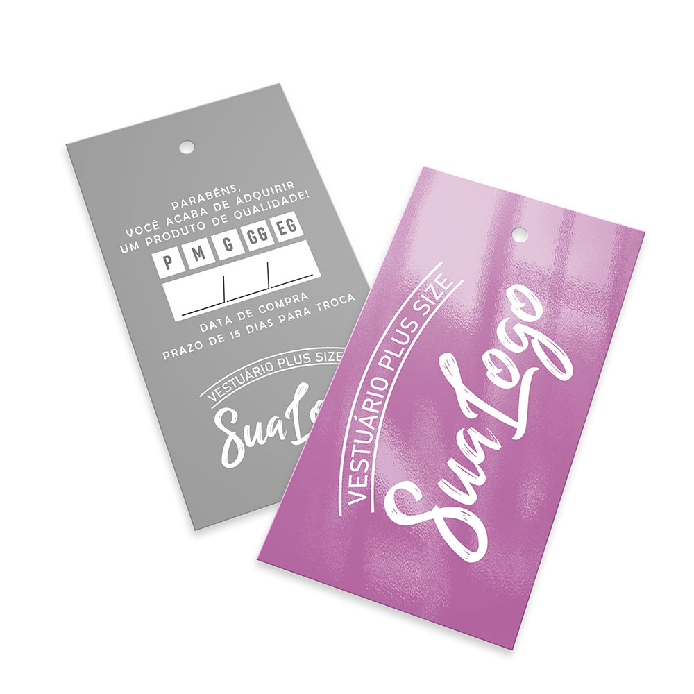 Tags Padrão Furo Couchê 300g Verniz Uv Verniz Uv Total Frente (91x51mm)