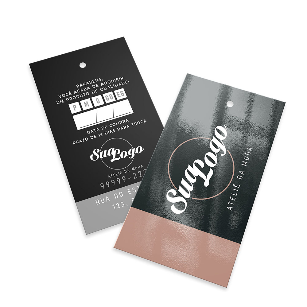 Tags Padrão Furo Couchê 300g Verniz Uv Verniz Uv Total Frente (91x51mm)