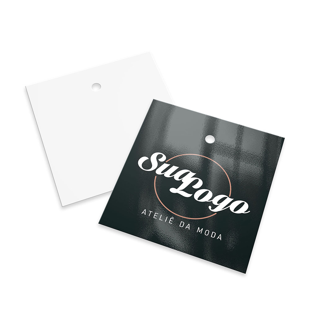 Tags Padrão Furo Couchê 300g Verniz Uv Verniz Uv Total Frente (45x51mm)