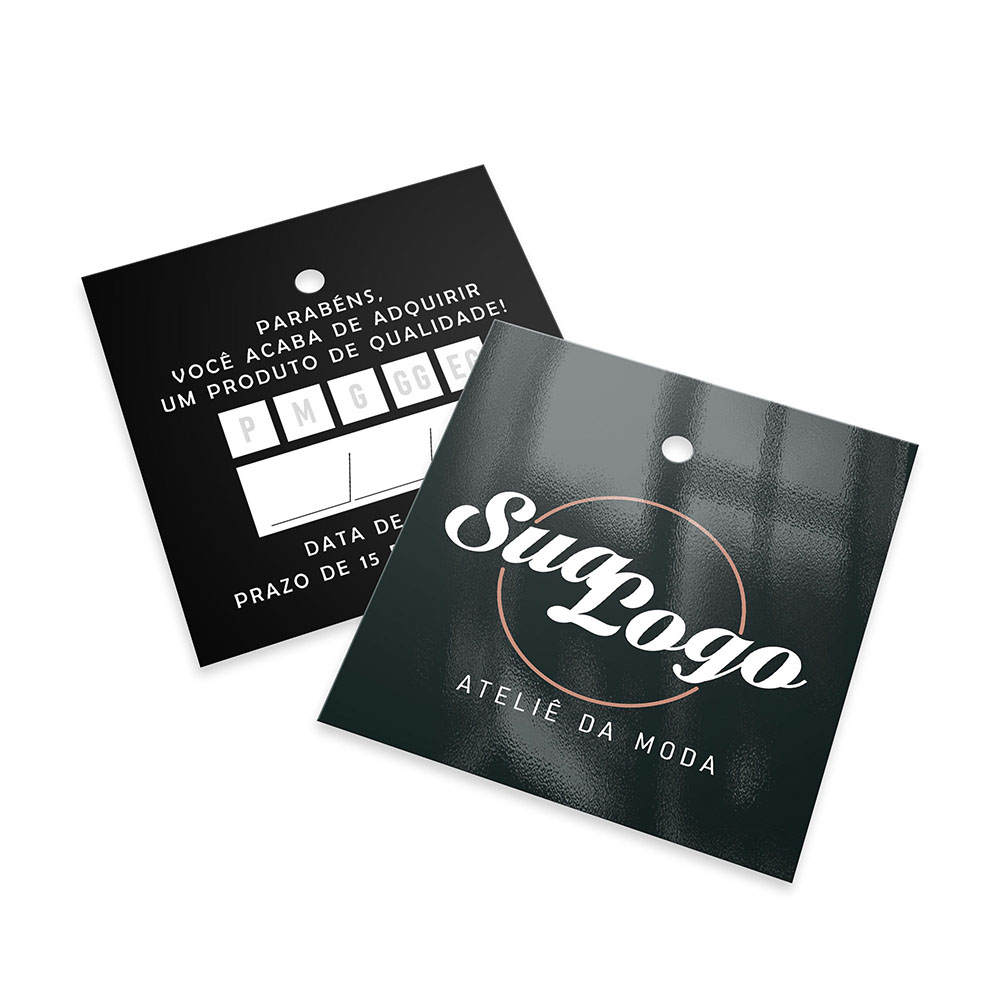 Tags Padrão Furo Couchê 300g Verniz Uv Verniz Uv Total Frente (45x51mm)