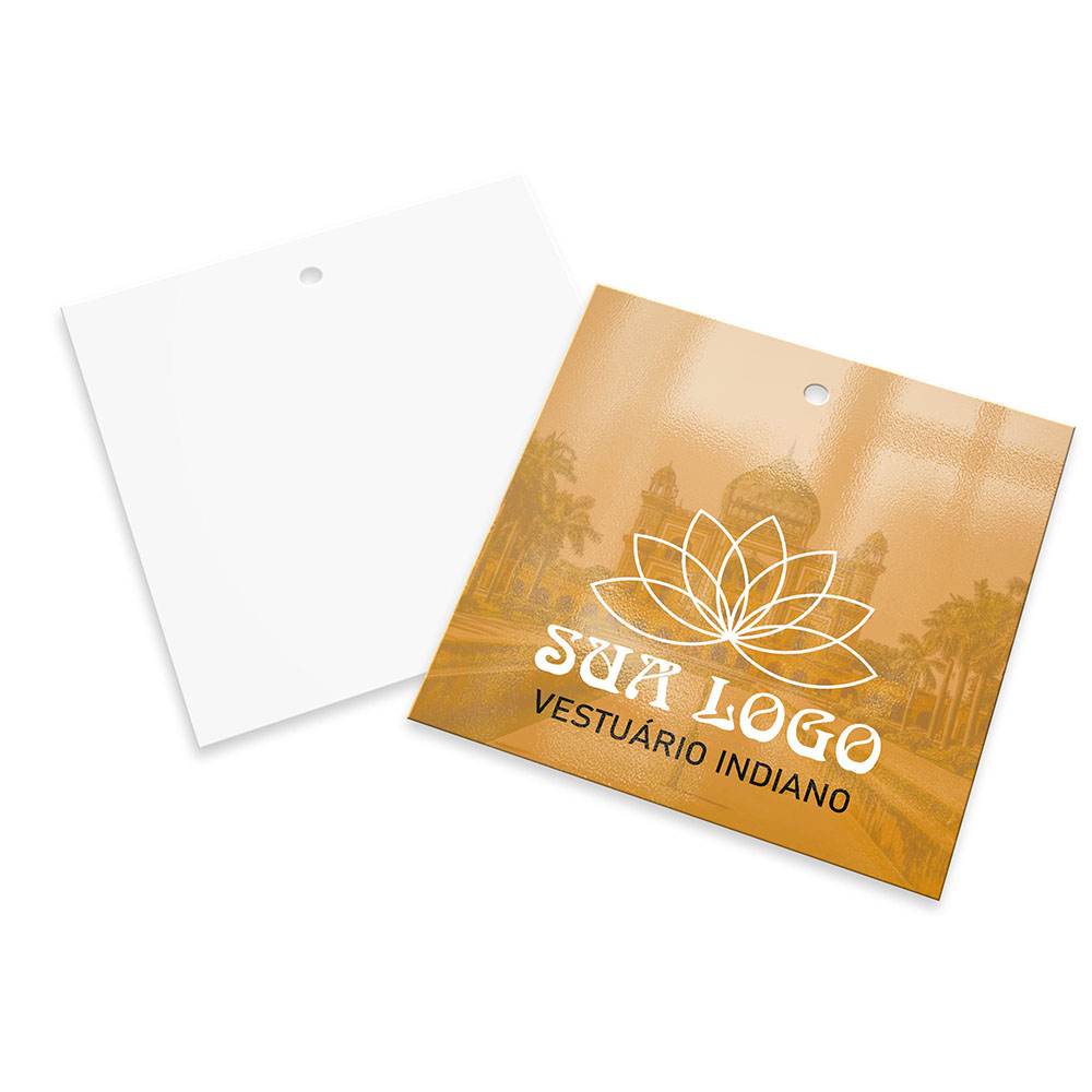 Tags Padrão Furo Couchê 300g Verniz Uv Verniz Uv Total Frente (91x102mm)