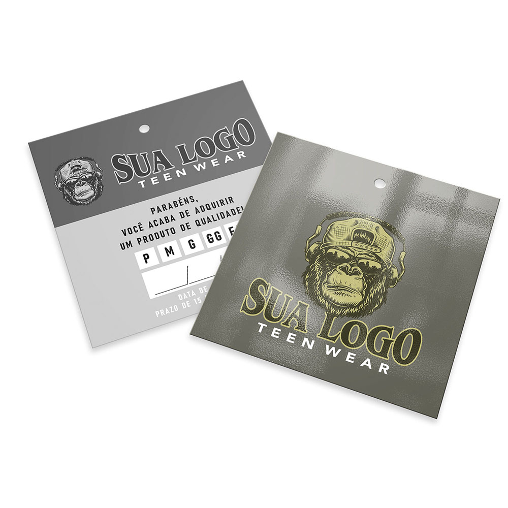 Tags Padrão Furo Couchê 300g Verniz Uv Verniz Uv Total Frente (91x102mm)