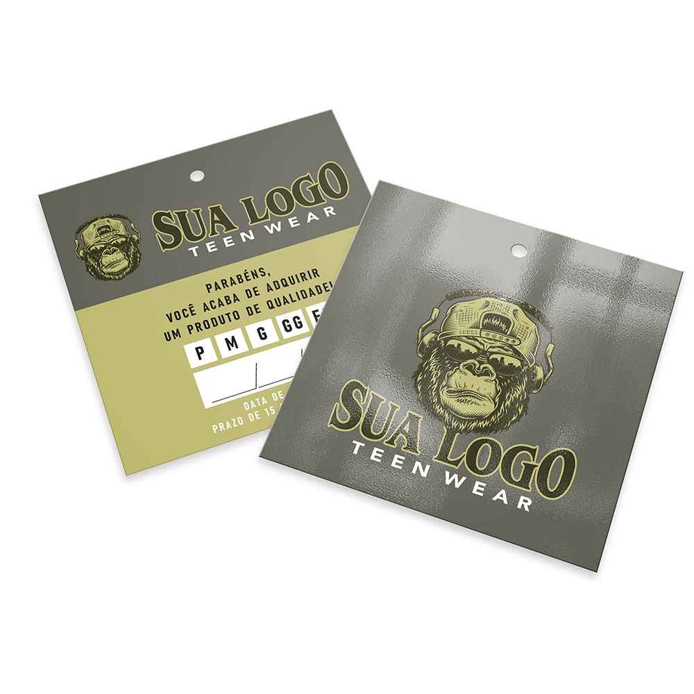 Tags Padrão Furo Couchê 300g Verniz Uv Verniz Uv Total Frente (91x102mm)