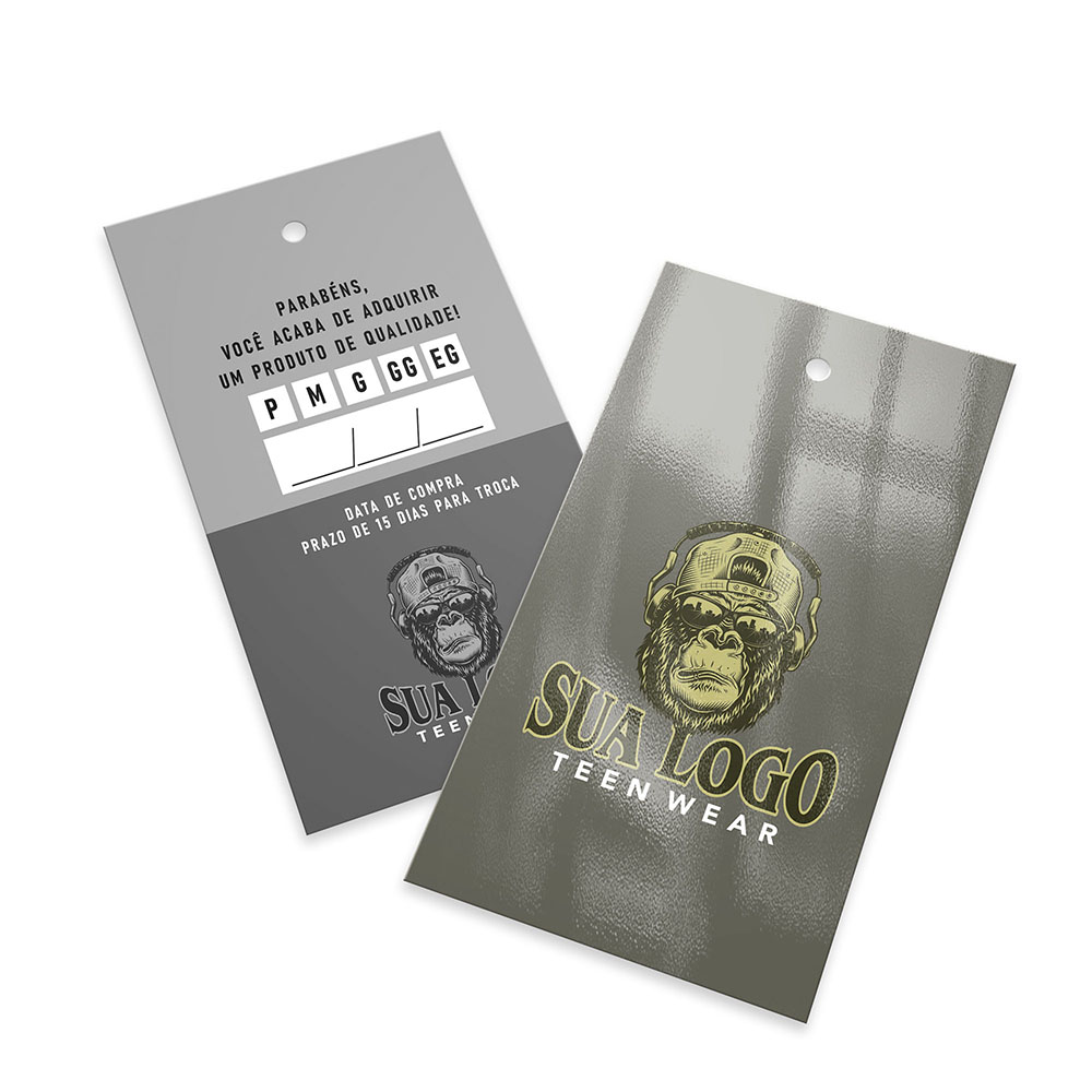 Tags Padrão Furo Couchê 300g Verniz Uv Verniz Uv Total Frente (91x51mm)