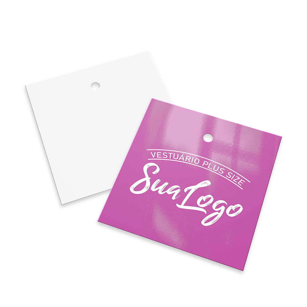 Tags Padrão Furo Couchê 300g Verniz Uv Verniz Uv Total Frente (45x51mm)