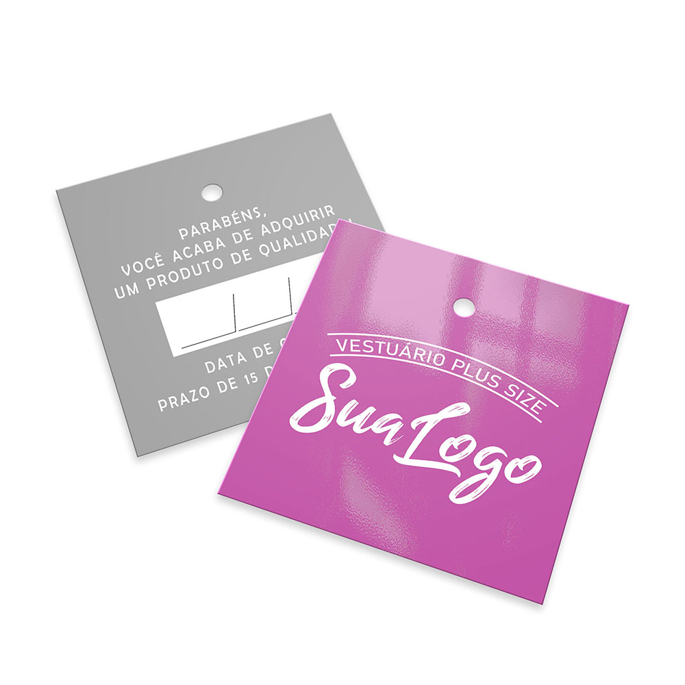 Tags Padrão Furo Couchê 300g Verniz Uv Verniz Uv Total Frente (45x51mm)