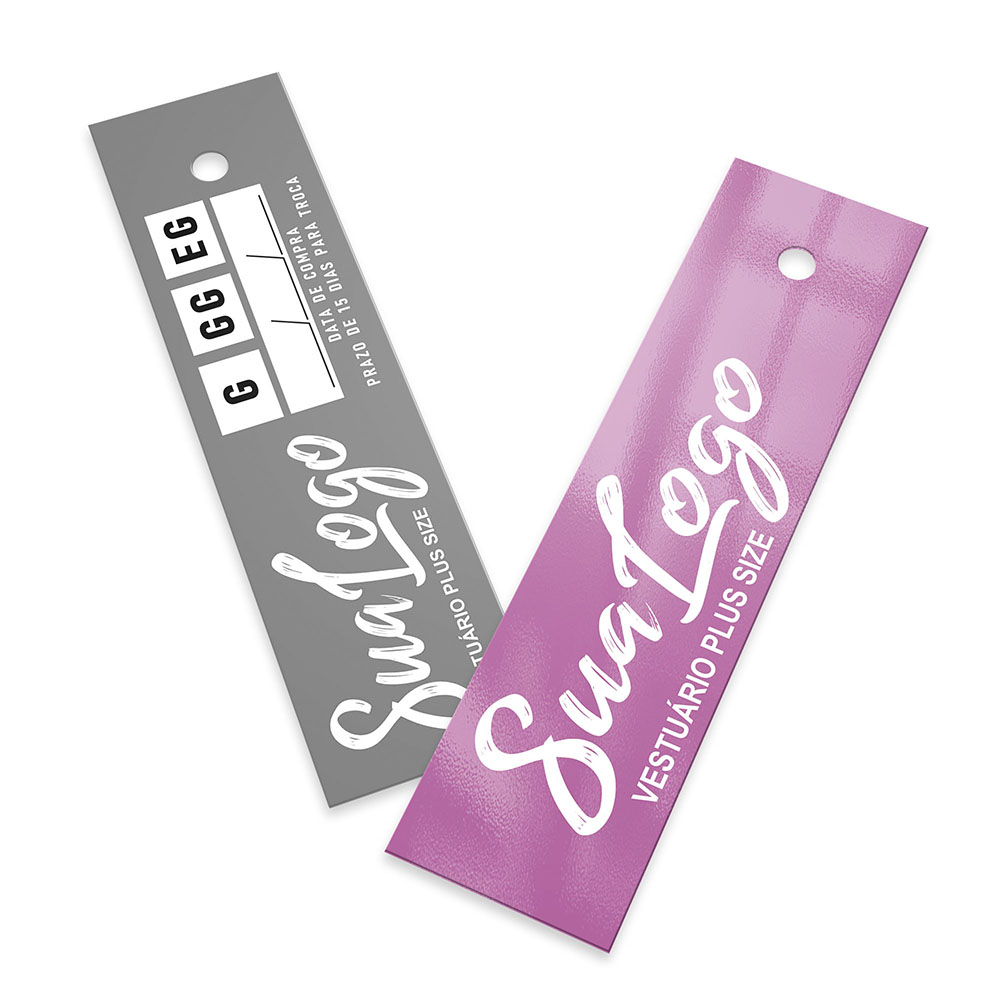 Tags Padrão Furo Couchê 300g Verniz Uv Verniz Uv Total Frente (91x25mm)