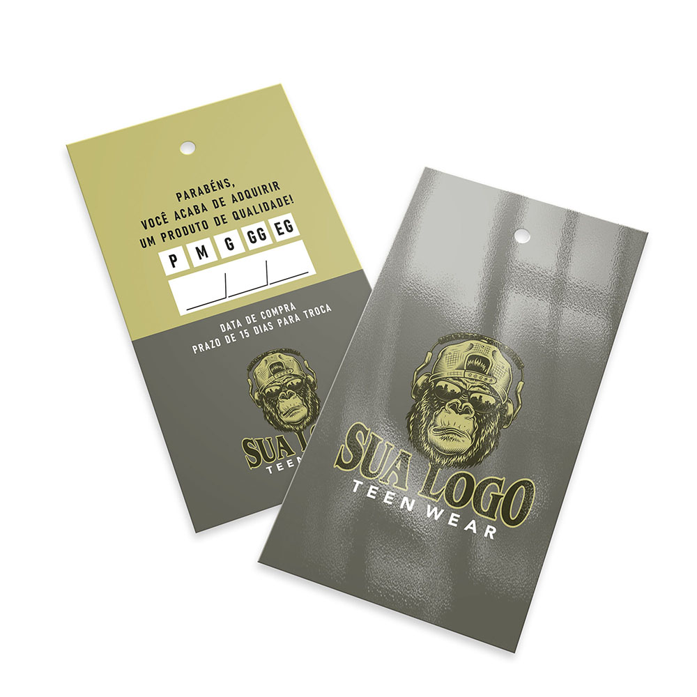 Tags Padrão Furo Couchê 300g Verniz Uv Verniz Uv Total Frente (91x51mm)