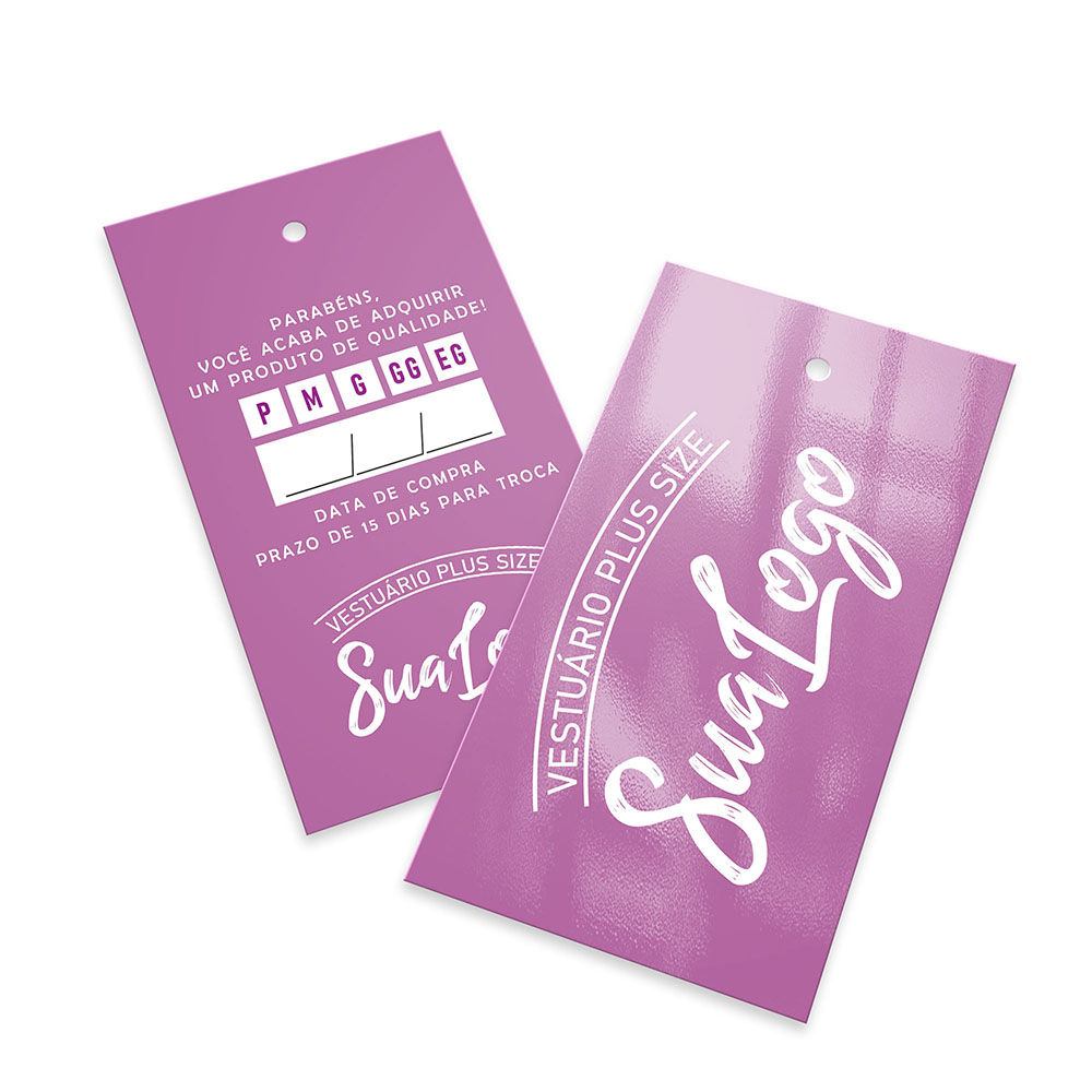 Tags Padrão Furo Couchê 300g Verniz Uv Verniz Uv Total Frente (91x51mm)