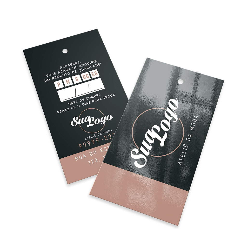 Tags Padrão Furo Couchê 300g Verniz Uv Verniz Uv Total Frente (91x51mm)