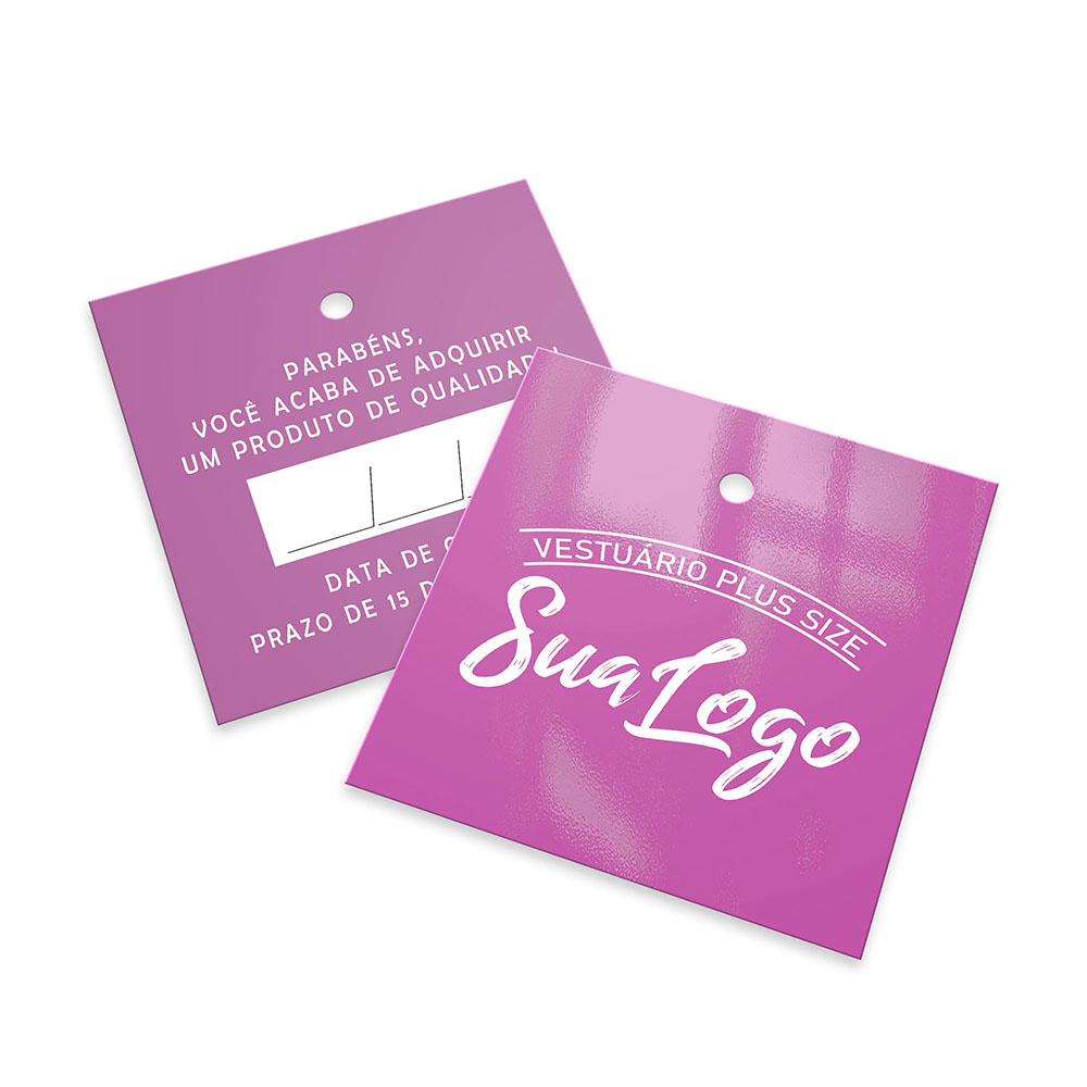 Tags Padrão Furo Couchê 300g Verniz Uv Verniz Uv Total Frente (45x51mm)