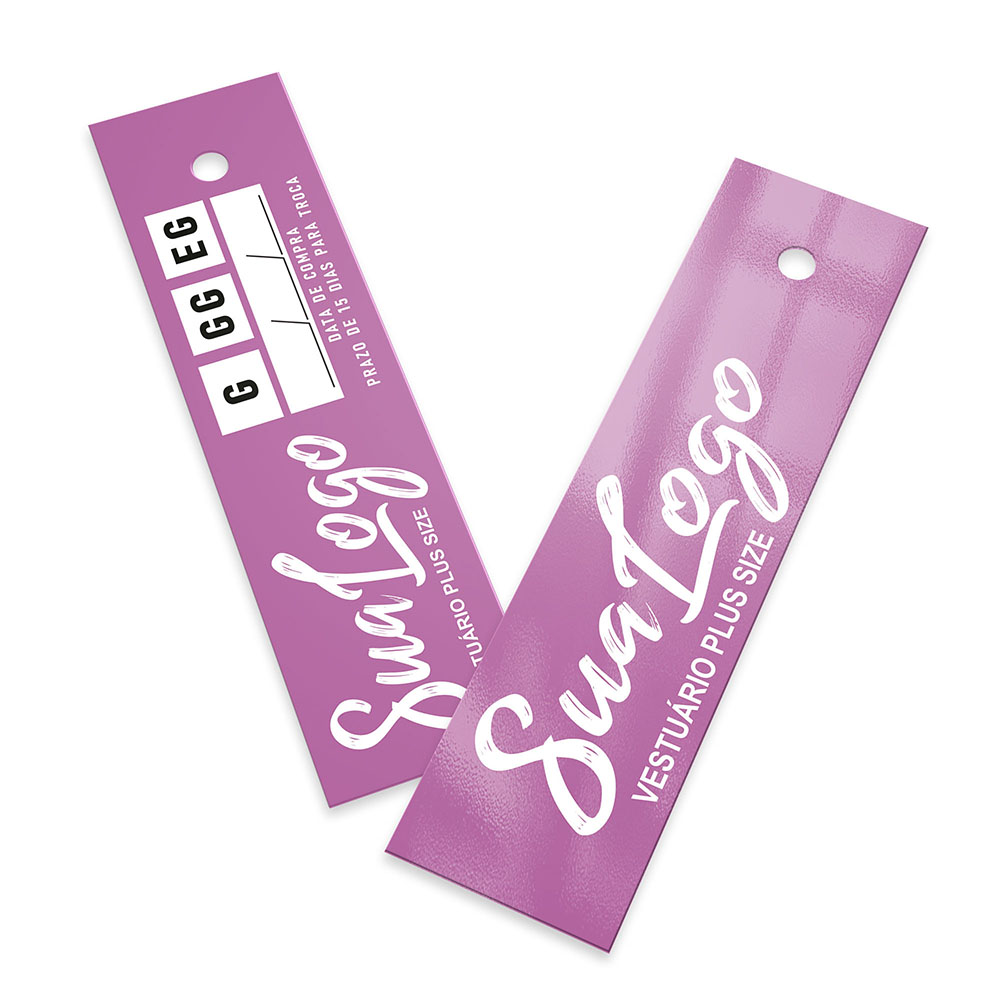 Tags Padrão Furo Couchê 300g Verniz Uv Verniz Uv Total Frente (91x25mm)