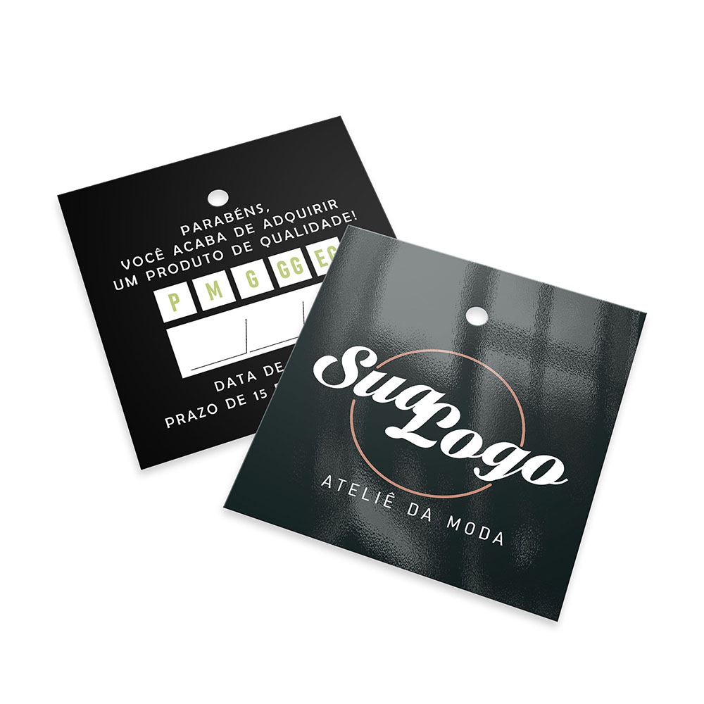 Tags Padrão Furo Couchê 300g Verniz Uv Verniz Uv Total Frente (45x51mm)