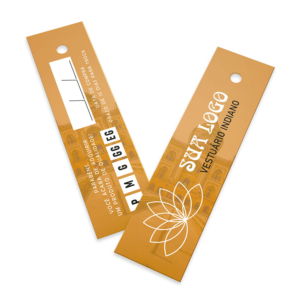 Tags Padrão Furo Couchê 300g Laminação Fosca Frente E Verso (91x25mm)