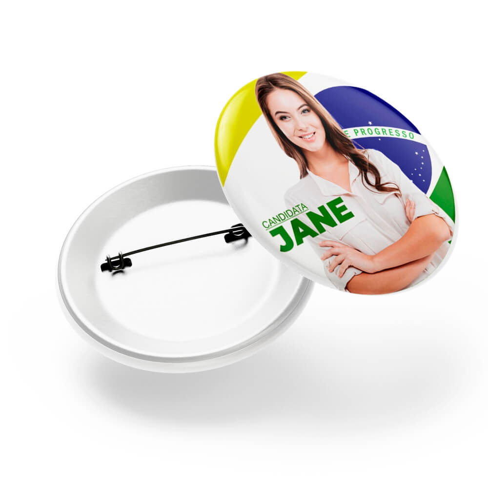 Bottons E Pins Personalizados Com Alfinete Modelo Redondo 55mm