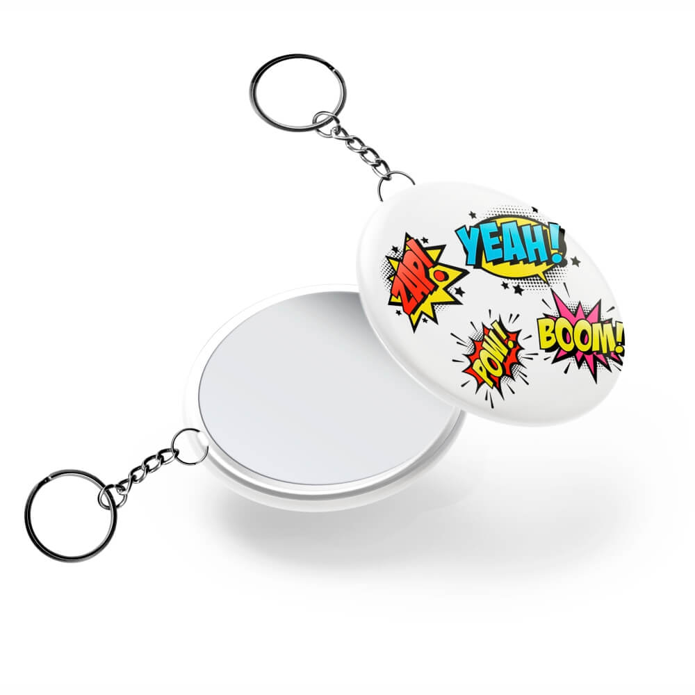 Bottons E Pins Personalizados Espelho Com Chaveiro Modelo Redondo 55mm