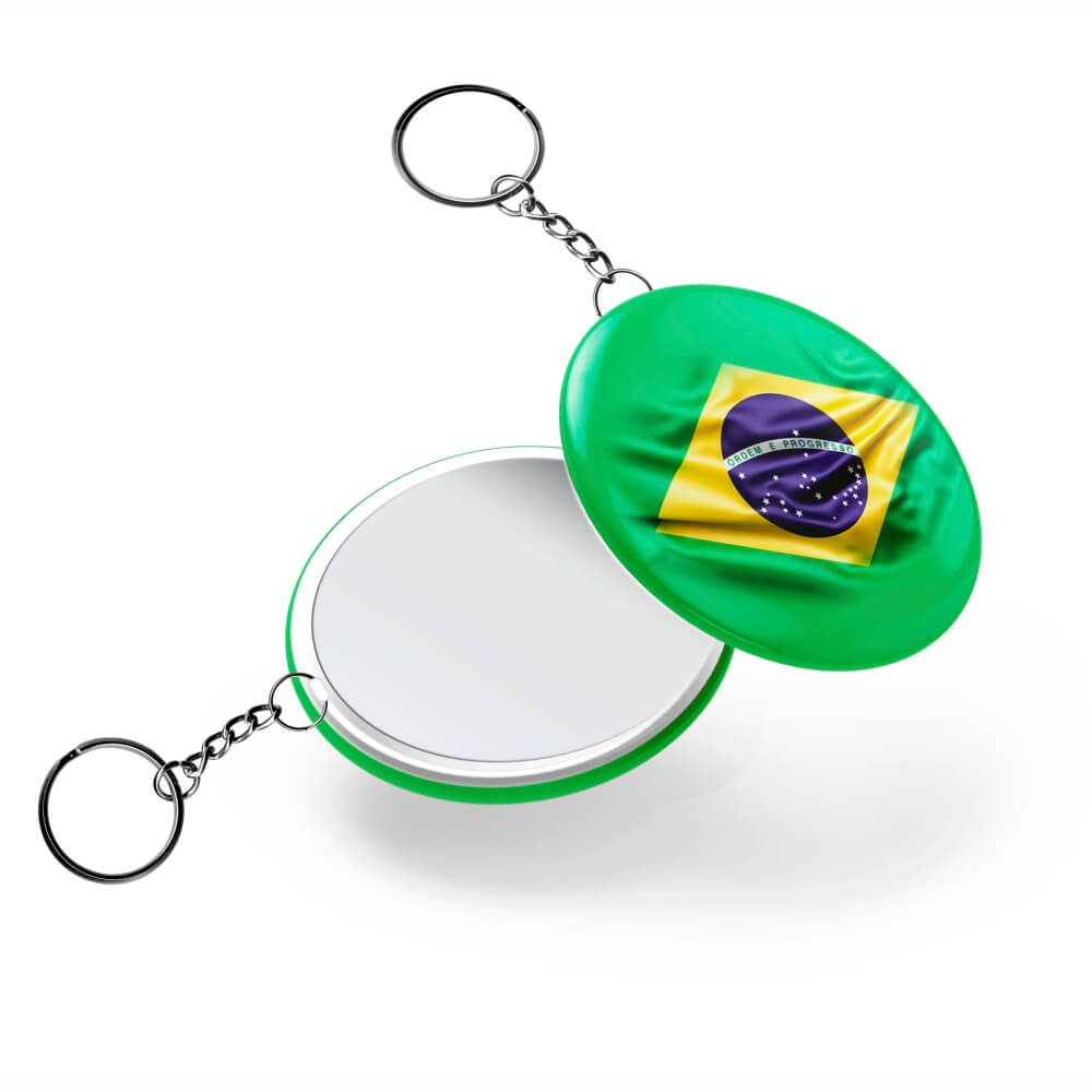 Bottons E Pins Personalizados Espelho Com Chaveiro Modelo Redondo 55mm