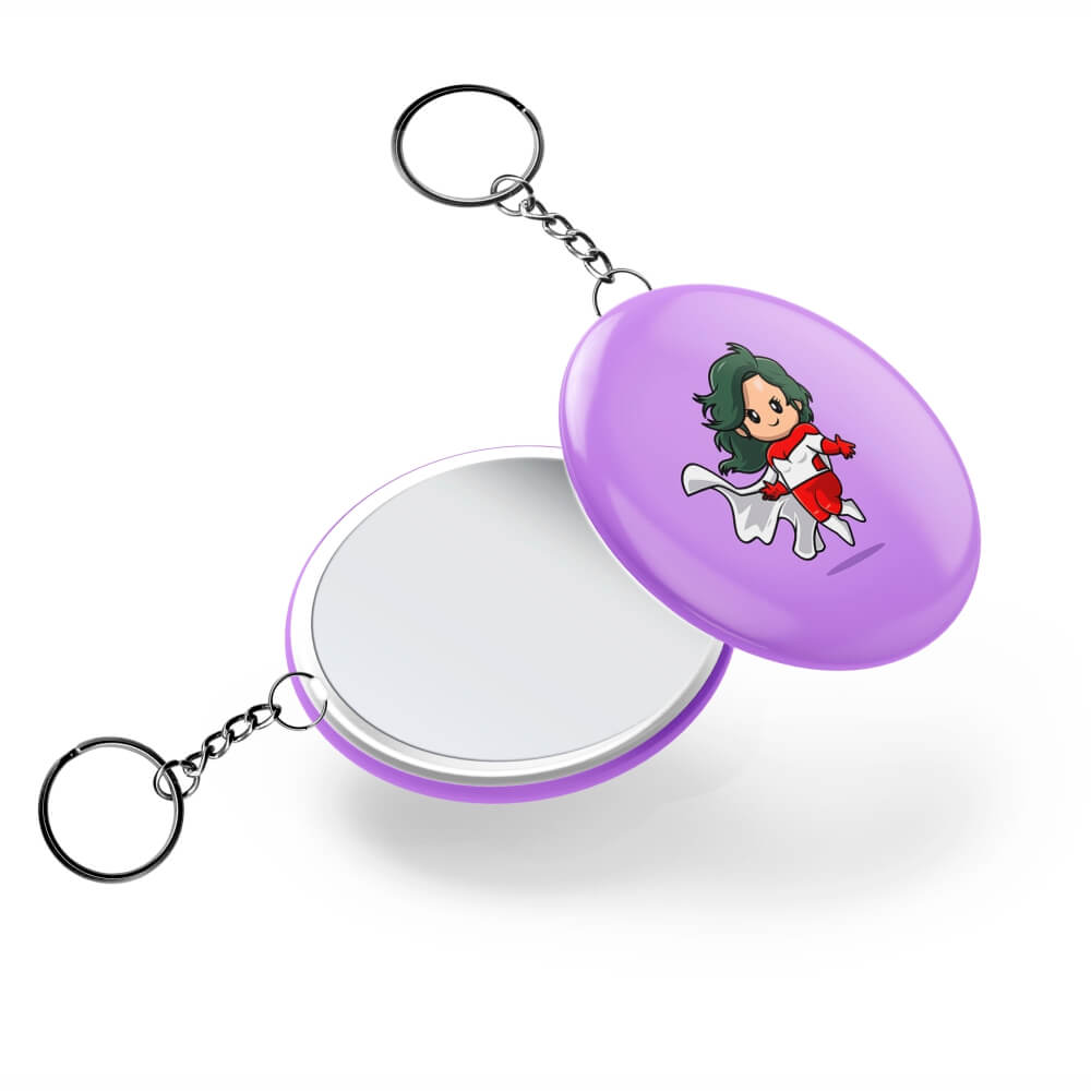 Bottons E Pins Personalizados Espelho Com Chaveiro Modelo Redondo 55mm