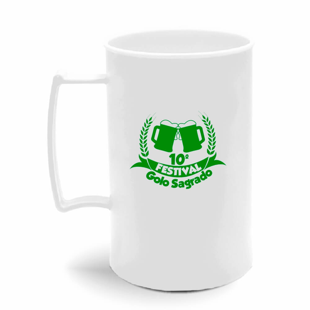 Canecas Plásticas Chopp 300ml de cor Leitosa (Branca)