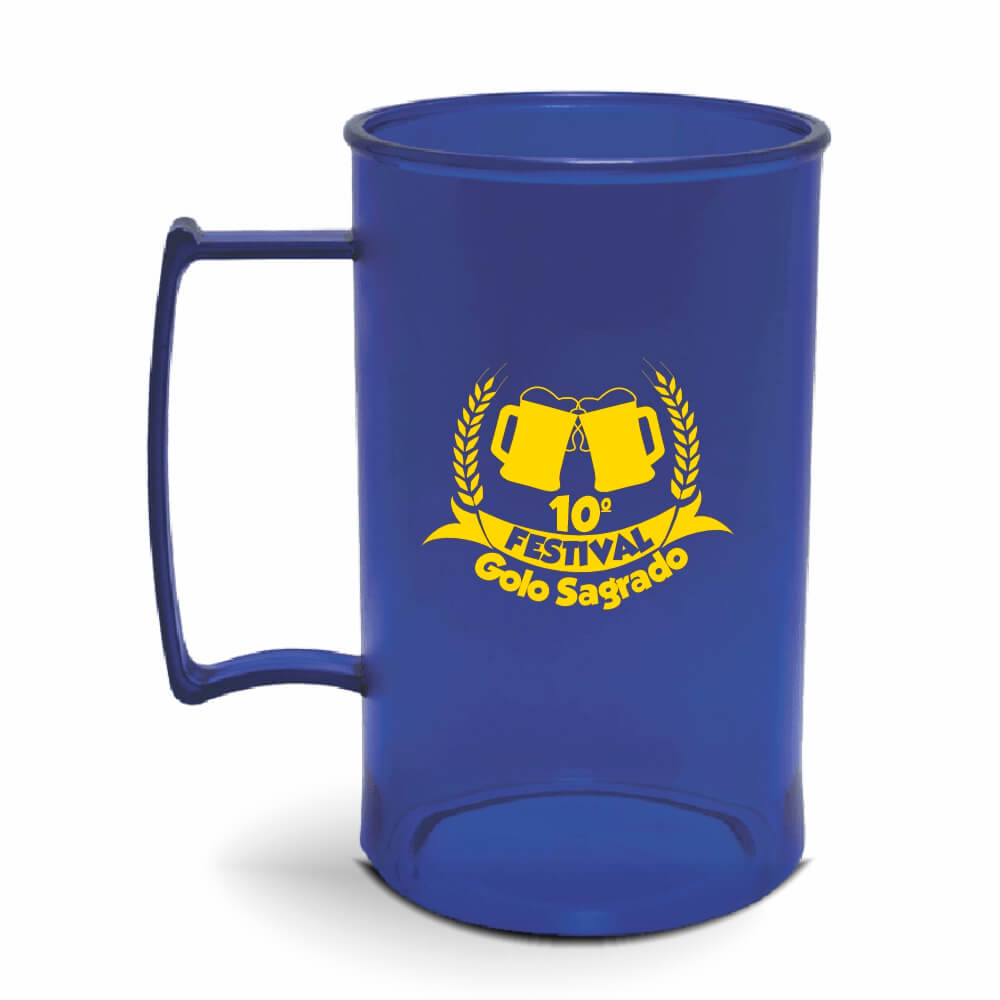 Canecas Plásticas Chopp 300ml de cor Transparente (Azul)