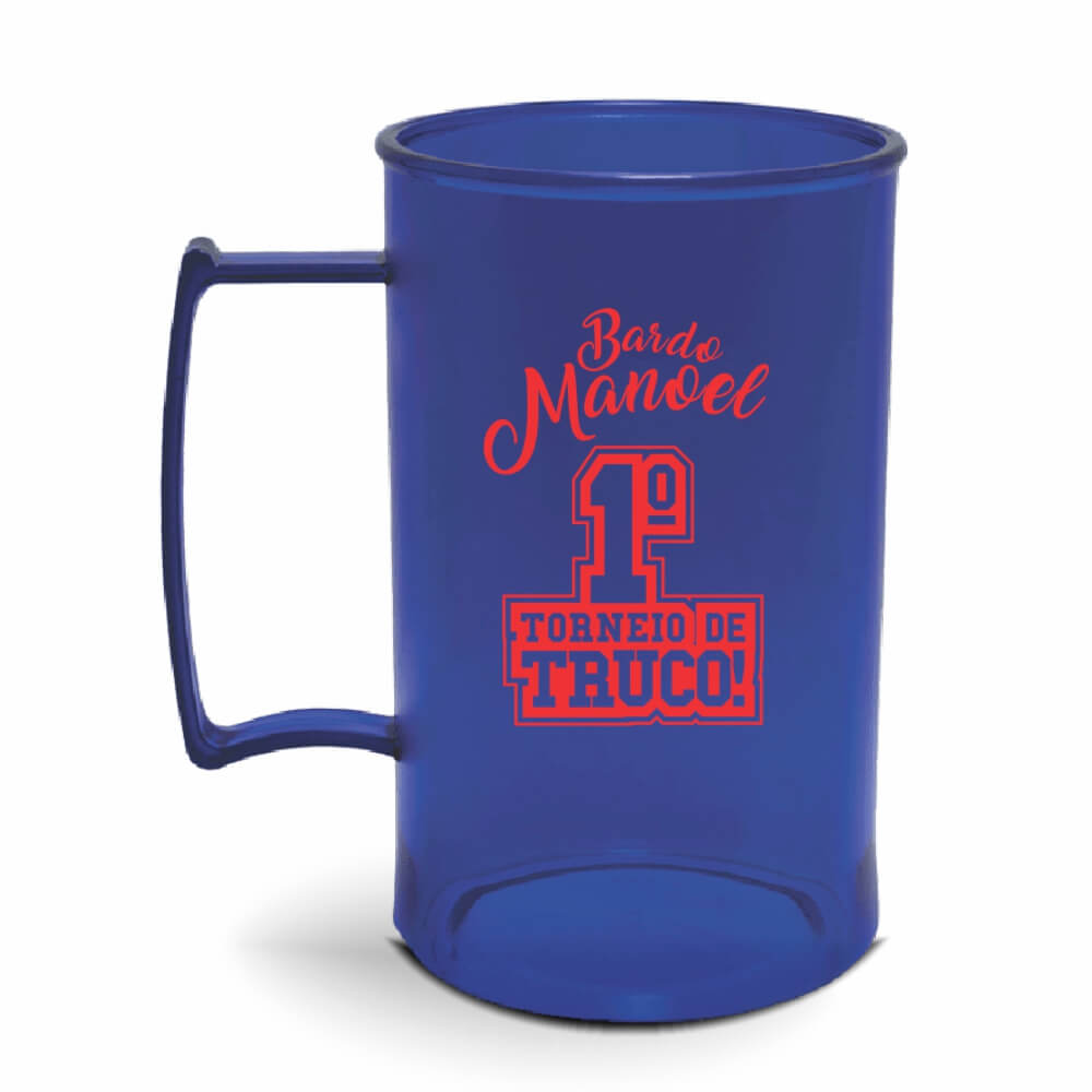 Canecas Plásticas Chopp 300ml de cor Transparente (Azul)