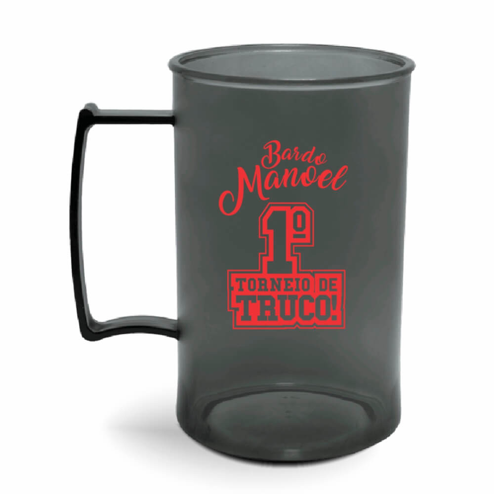 Canecas Plásticas Chopp 300ml de cor Transparente (Fumê)