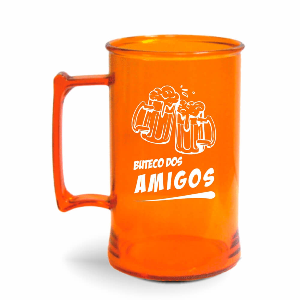 Canecas Plásticas Chopp 300ml de cor Transparente (Laranja)