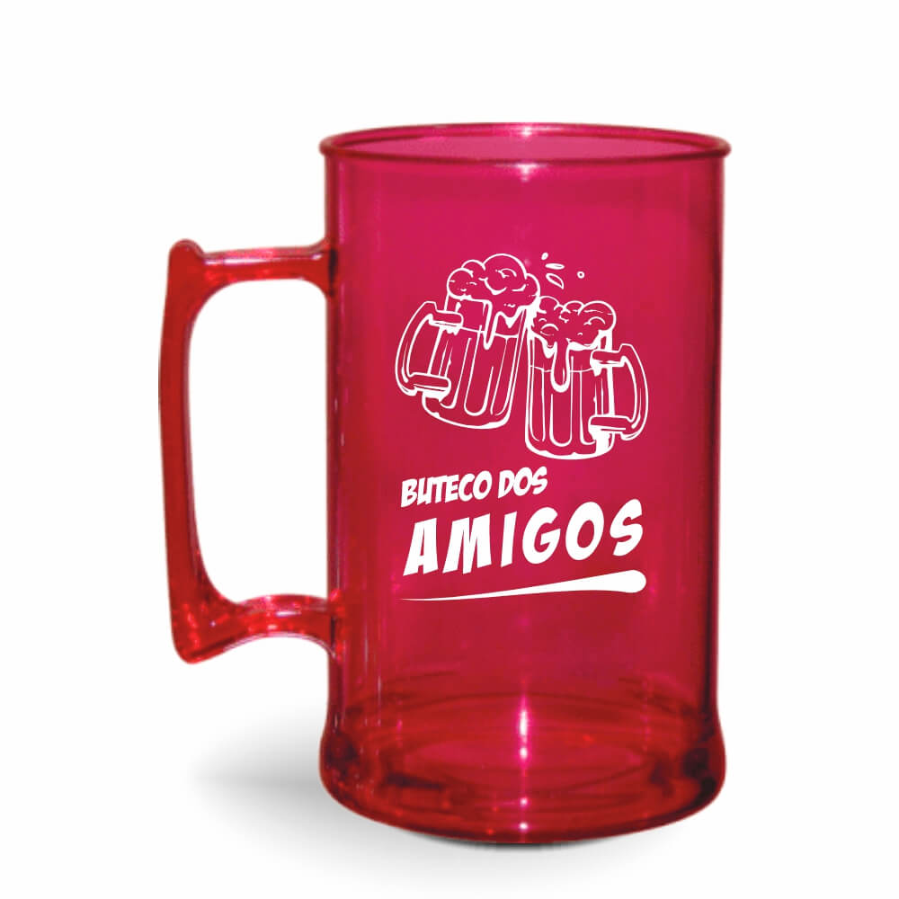 Canecas Plásticas Chopp 300ml de cor Transparente (Rosa)
