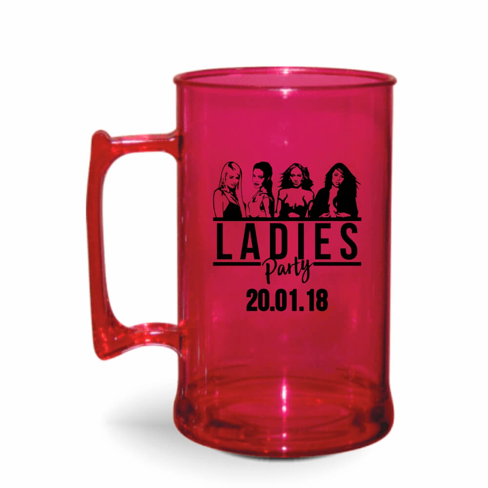 Canecas Plásticas Chopp 300ml de cor Transparente (Rosa)