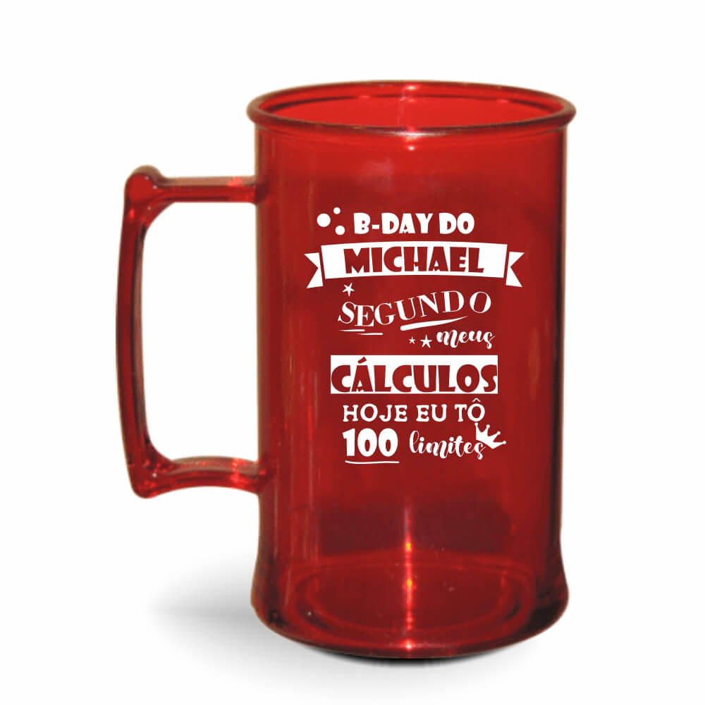Canecas Plásticas Chopp 300ml de cor Transparente (Vermelha)