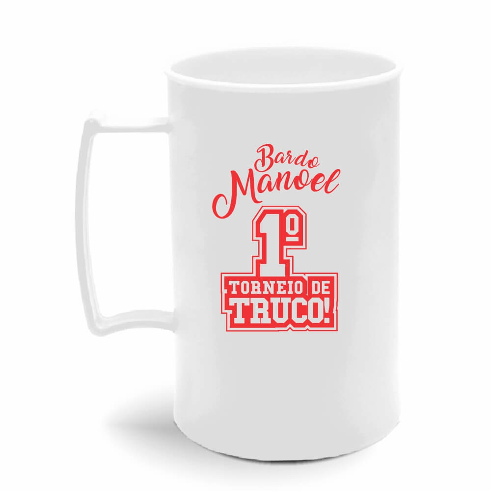 Canecas Plásticas Chopp 450ml de cor Leitosa (Branca)