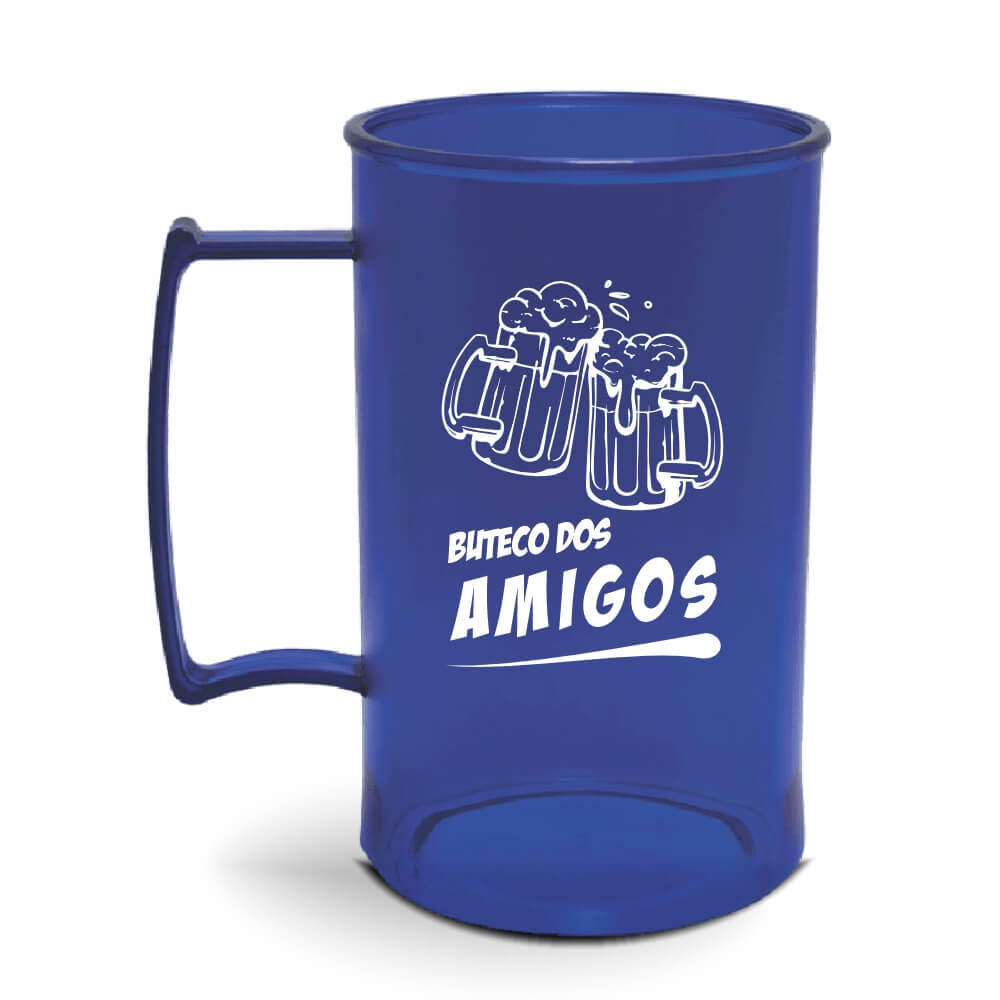 Canecas Plásticas Chopp 450ml de cor Transparente (Azul)