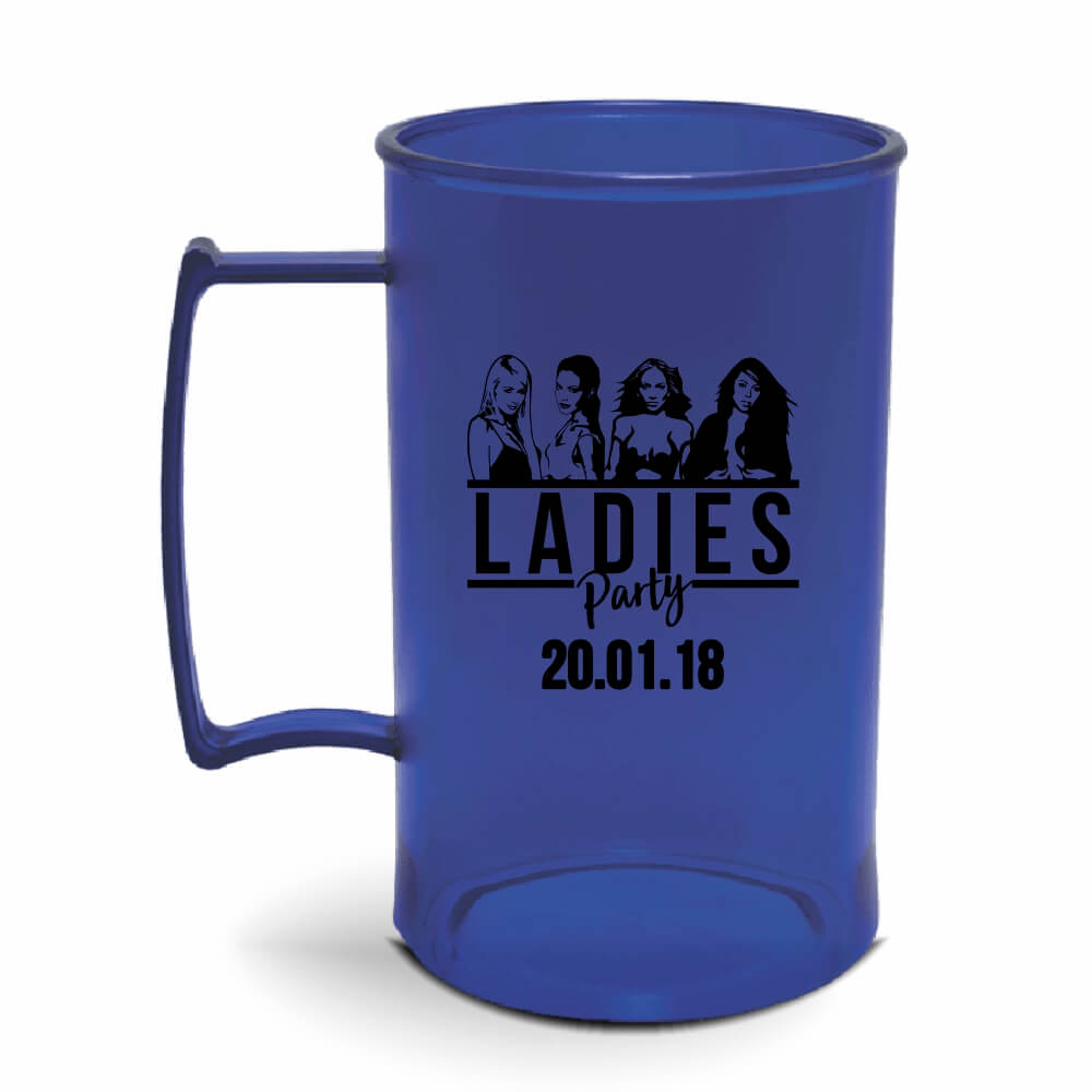 Canecas Plásticas Chopp 450ml de cor Transparente (Azul)