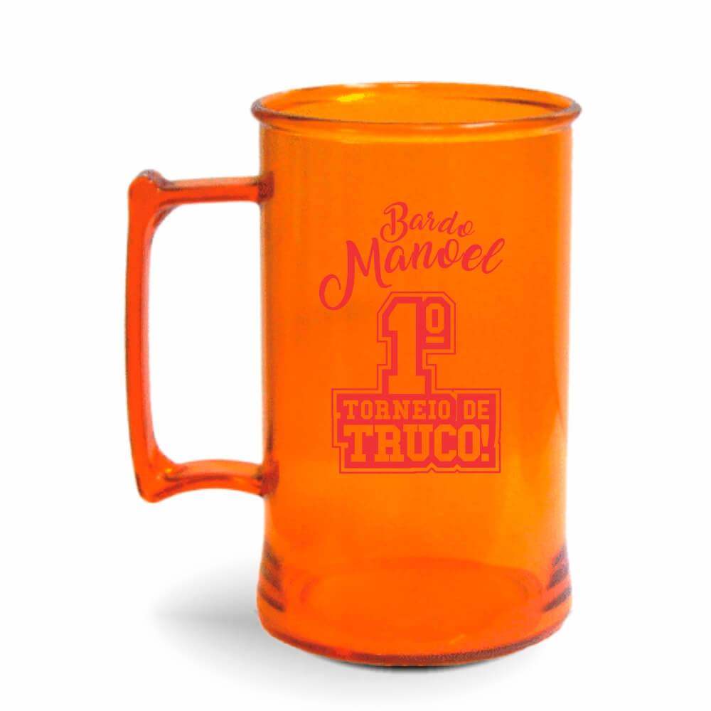 Canecas Plásticas Chopp 450ml de cor Transparente (Laranja)