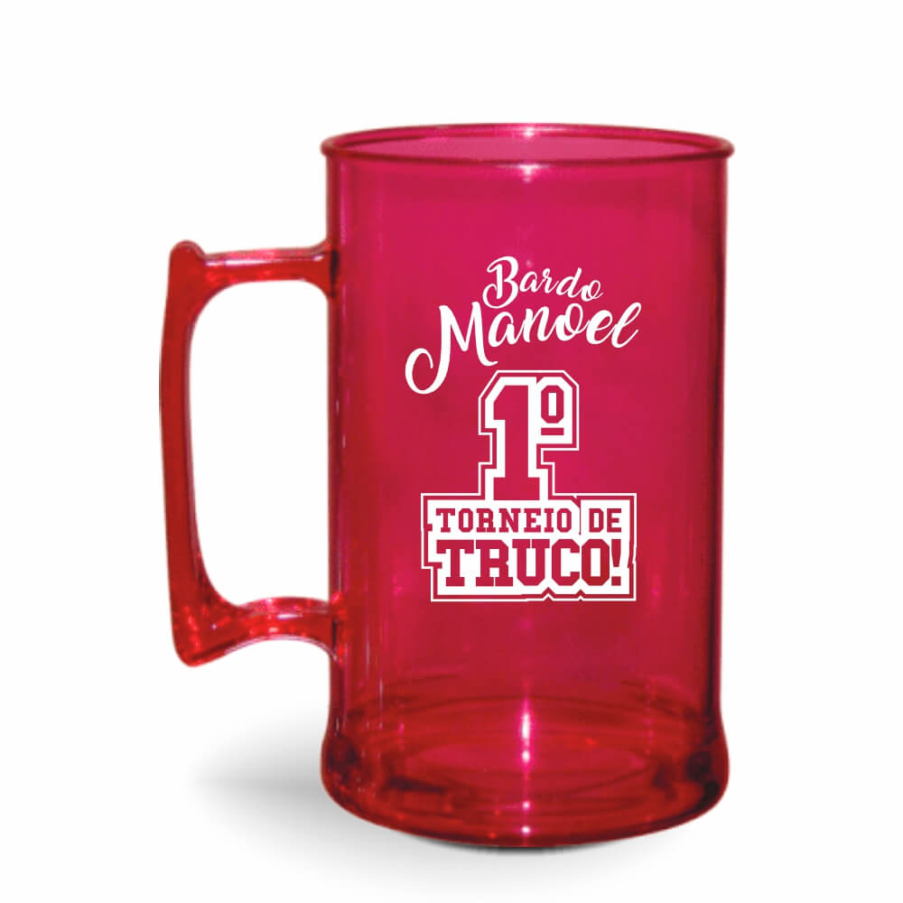 Canecas Plásticas Chopp 450ml de cor Transparente (Rosa)