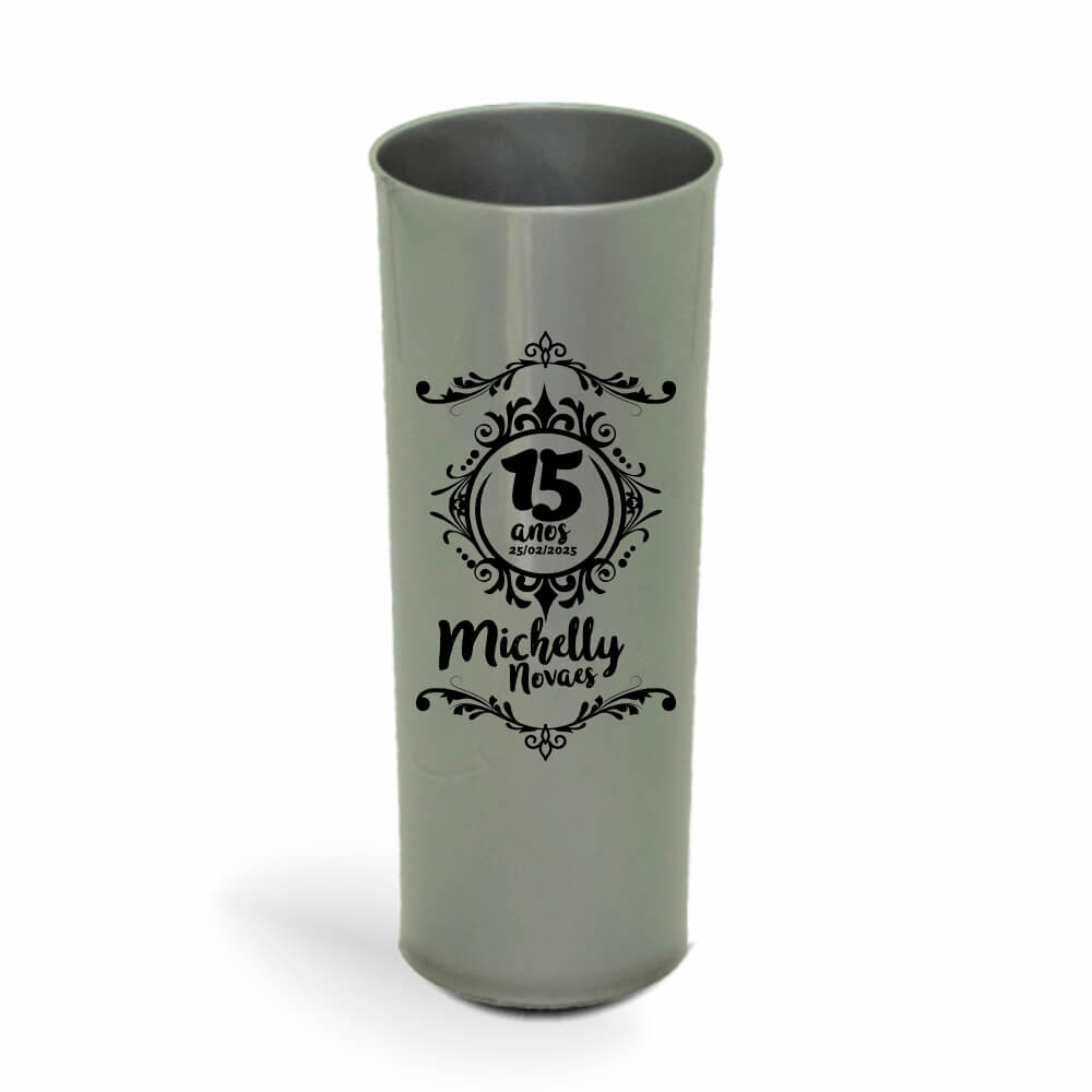 Copo Long Drink de 350ml de Cor Leitoso Prata