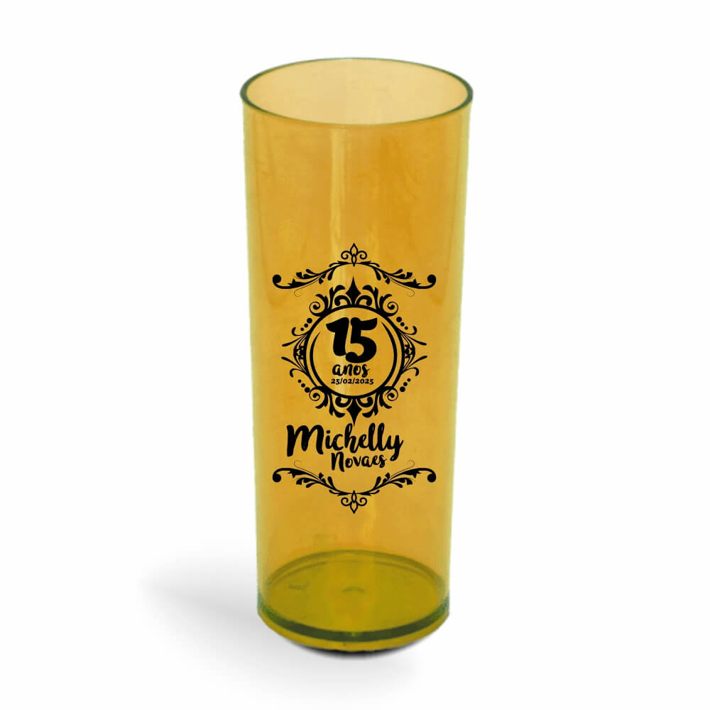 Copo Long Drink de 350ml de Cor Transparente Amarelo