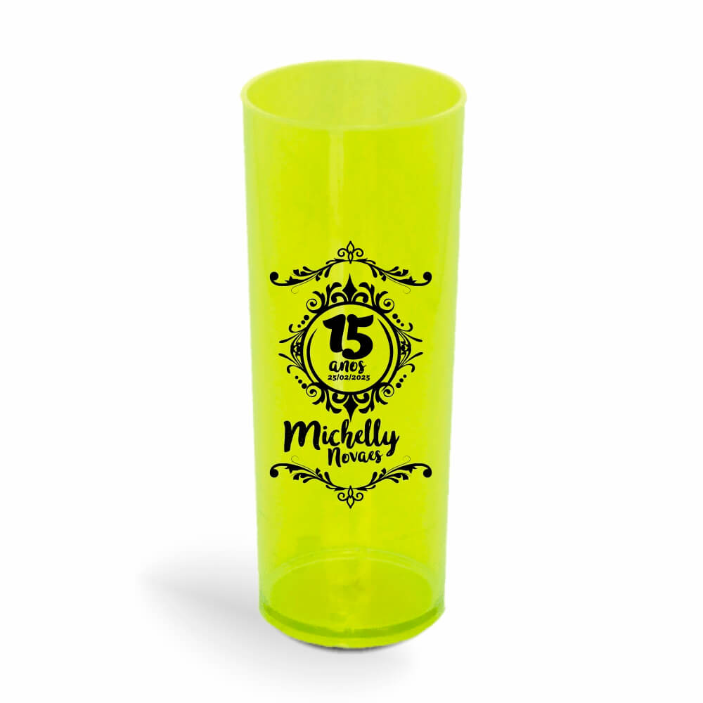 Copo Long Drink de 350ml de Cor Transparente Amarelo Neon